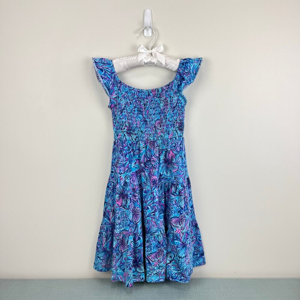 Lilly Pulitzer Girls Mini Jilly Midi Dress Breakwater Blue Shells N Bells XS 2-3